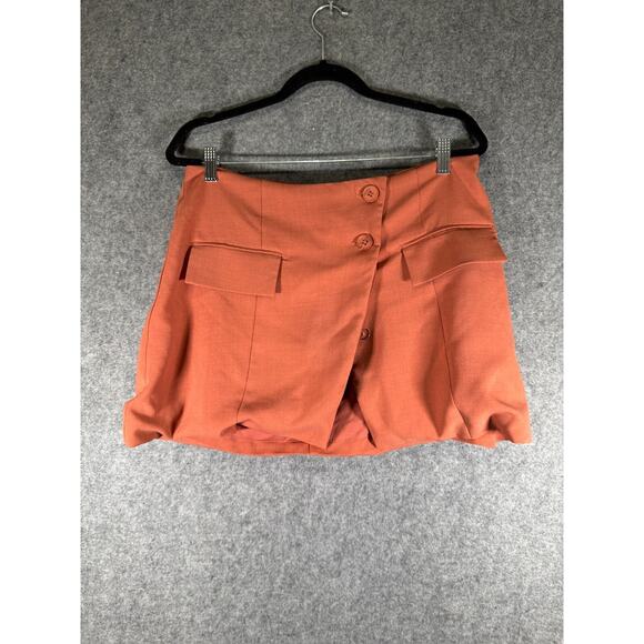 weworewhat Skirt Women Large Button‎ Front Orange Mini Academia Preppy Casual - Picture 1 of 6